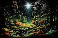 Forest outdoors painting nature. AI generated Image by rawpixel.