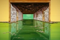 Airbrush art of a water architecture building corridor. AI generated Image by rawpixel.