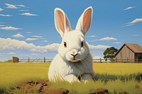 White bunny outdoors nature animal. AI generated Image by rawpixel.