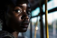 Woman standing in bus adult black contemplation. AI generated Image by rawpixel.
