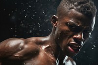 American african male boxing motion adult determination. AI generated Image by rawpixel.