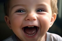 Happy baby laughing face innocence. 