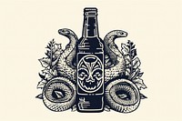 Black and white beer with snake drawing sketch bottle. 