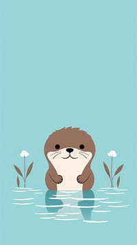 Otter animal wildlife swimming. AI generated Image by rawpixel.