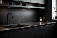 Modern kitchen sink cabinet black. AI generated Image by rawpixel.
