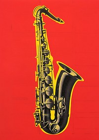 Silkscreen of a saxophone red saxophonist euphonium. 