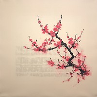 Silkscreen of a cherry blossom flower plant pink. AI generated Image by rawpixel.