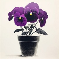 Pansy in pot flower purple plant. AI generated Image by rawpixel.