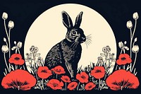Simple rabbit in flowers circle animal rodent mammal. AI generated Image by rawpixel.