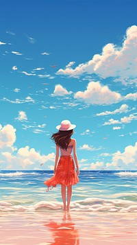 Summer girl on the beach outdoors summer nature. AI generated Image by rawpixel.