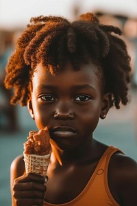 Young African girl dessert summer cream. AI generated Image by rawpixel.