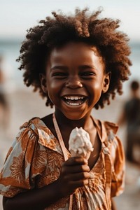 Young African girl laughing summer smile. AI generated Image by rawpixel.