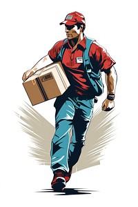 Delivery man cardboard adult box. AI generated Image by rawpixel.