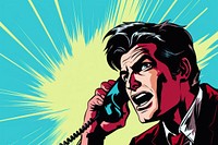 Phone call comics frustration publication. AI generated Image by rawpixel.