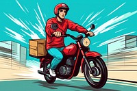 Delivery man motorcycle vehicle helmet. AI generated Image by rawpixel.