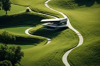 Grass lawn architecture landscape. AI generated Image by rawpixel.