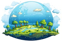 Cartoon illustration of earth outdoors nature green. AI generated Image by rawpixel.
