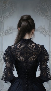Black gothic motif lace pattern dress adult. AI generated Image by rawpixel.