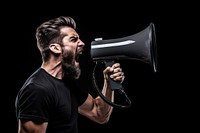 Yelling with a megaphone adult black performance. AI generated Image by rawpixel.