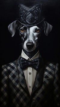 Navy and silver houndtooth portrait animal mammal. AI generated Image by rawpixel.