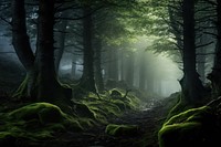 Forest with 2 trees landscape woodland outdoors. AI generated Image by rawpixel.