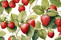 Norwegian strawberries sneak alternating with their leaves seamless pattern backgrounds strawberry fruit. AI generated Image by rawpixel.