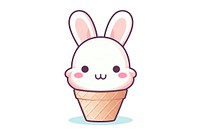 Kawaii bunny ice cream cone big simple lines vector dessert representation portrait. AI generated Image by rawpixel.