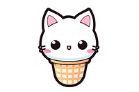 Kawaii kitty ice cream big simple lines vector dessert representation carnivora. AI generated Image by rawpixel.