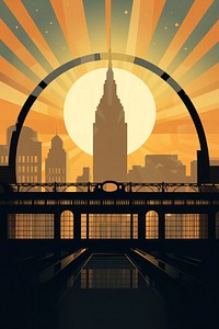Grand central train station architecture silhouette cityscape. AI generated Image by rawpixel.