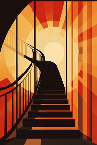 Vintage stairway hall architecture silhouette staircase. AI generated Image by rawpixel.