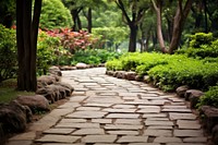 Botanic garden architecture cobblestone flagstone. 