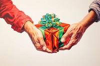 A hand holding a newyear gift box art togetherness celebration. AI generated Image by rawpixel.