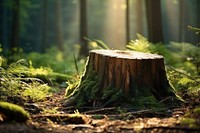 Tree stump focus forest background plant deforestation tranquility. AI generated Image by rawpixel.