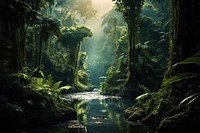 Tropical forest with very few trees vegetation landscape outdoors. AI generated Image by rawpixel.