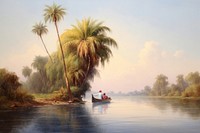 Nile river painting landscape outdoors. AI generated Image by rawpixel.