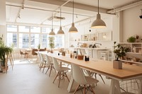 Coworking space architecture restaurant furniture. AI generated Image by rawpixel.