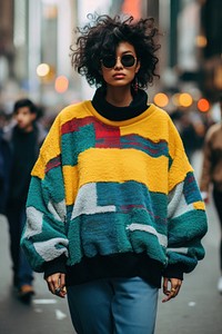 Young American woman sweater fashion street. AI generated Image by rawpixel.
