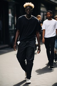 Young American man walking footwear street. AI generated Image by rawpixel.