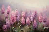 Painting of hyacinth border outdoors blossom nature. AI generated Image by rawpixel.