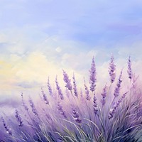 Painting of lavender border outdoors blossom flower. AI generated Image by rawpixel.