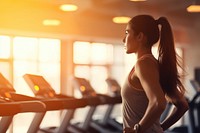 A Woman exercising in fitness gym for good health equipment sports adult. AI generated Image by rawpixel.