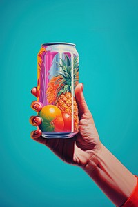 A cola can holding produce fruit. AI generated Image by rawpixel.