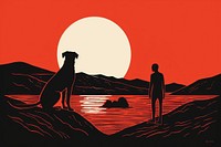 Puppy love nature silhouette outdoors. AI generated Image by rawpixel.