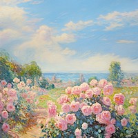 Rose garden outdoors painting nature. 