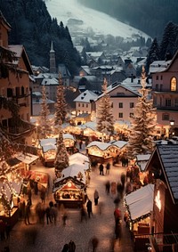 Town christmas outdoors mountain. AI generated Image by rawpixel.