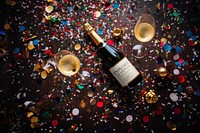 Champagne bottle label mockup psd