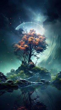 Nature wallpaper landscape astronomy outdoors. AI generated Image by rawpixel.