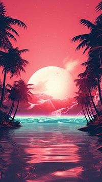 Aesthetic sunset wallpaper outdoors nature plant. AI generated Image by rawpixel.