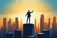 Businessman jump on graph columns silhouette outdoors success. AI generated Image by rawpixel.