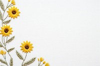 Upper frame border with little sunflower pattern backgrounds embroidery. AI generated Image by rawpixel.